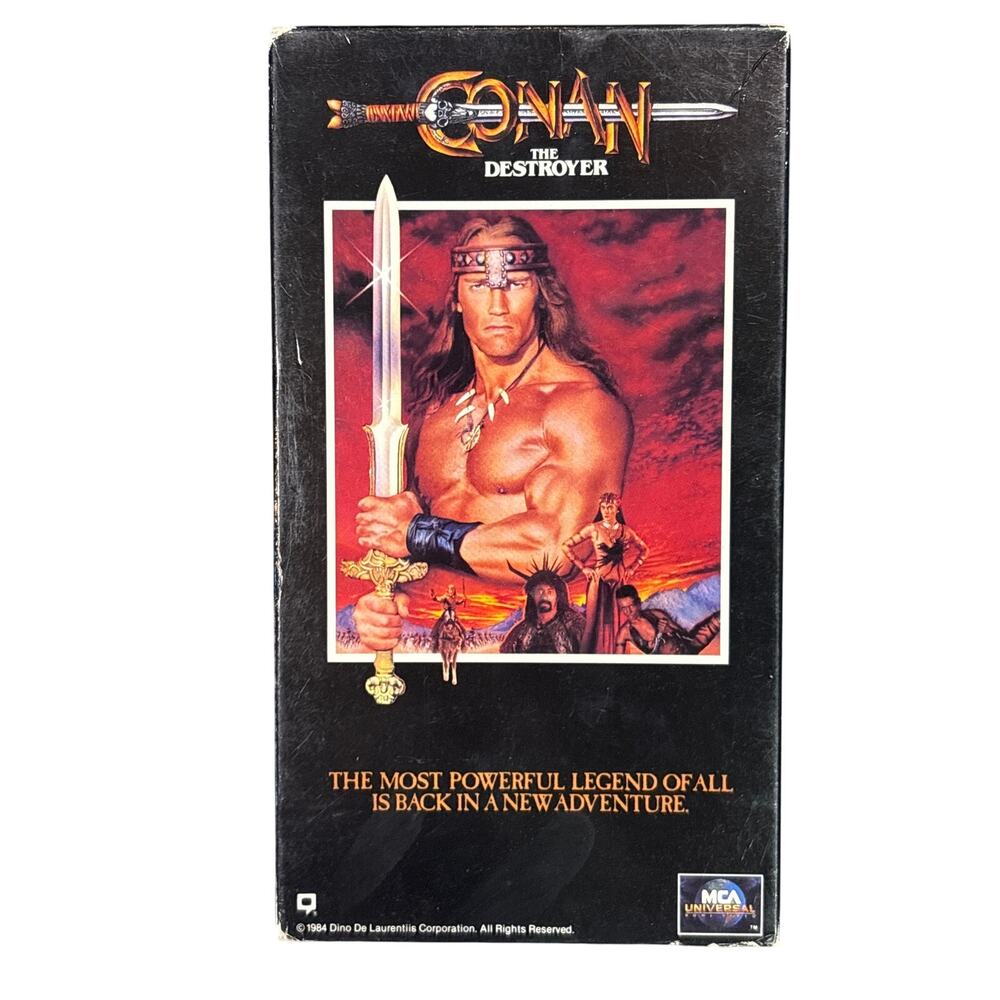 Conan the Destroyer 1984 film VHS movie Arnold Schwarzenegger Grace Jones Vtg